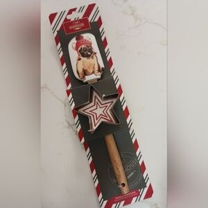 Christmas French Bulldog Frenchie Silicone Spatula & Cookie Cutter Set Ciroa NWT